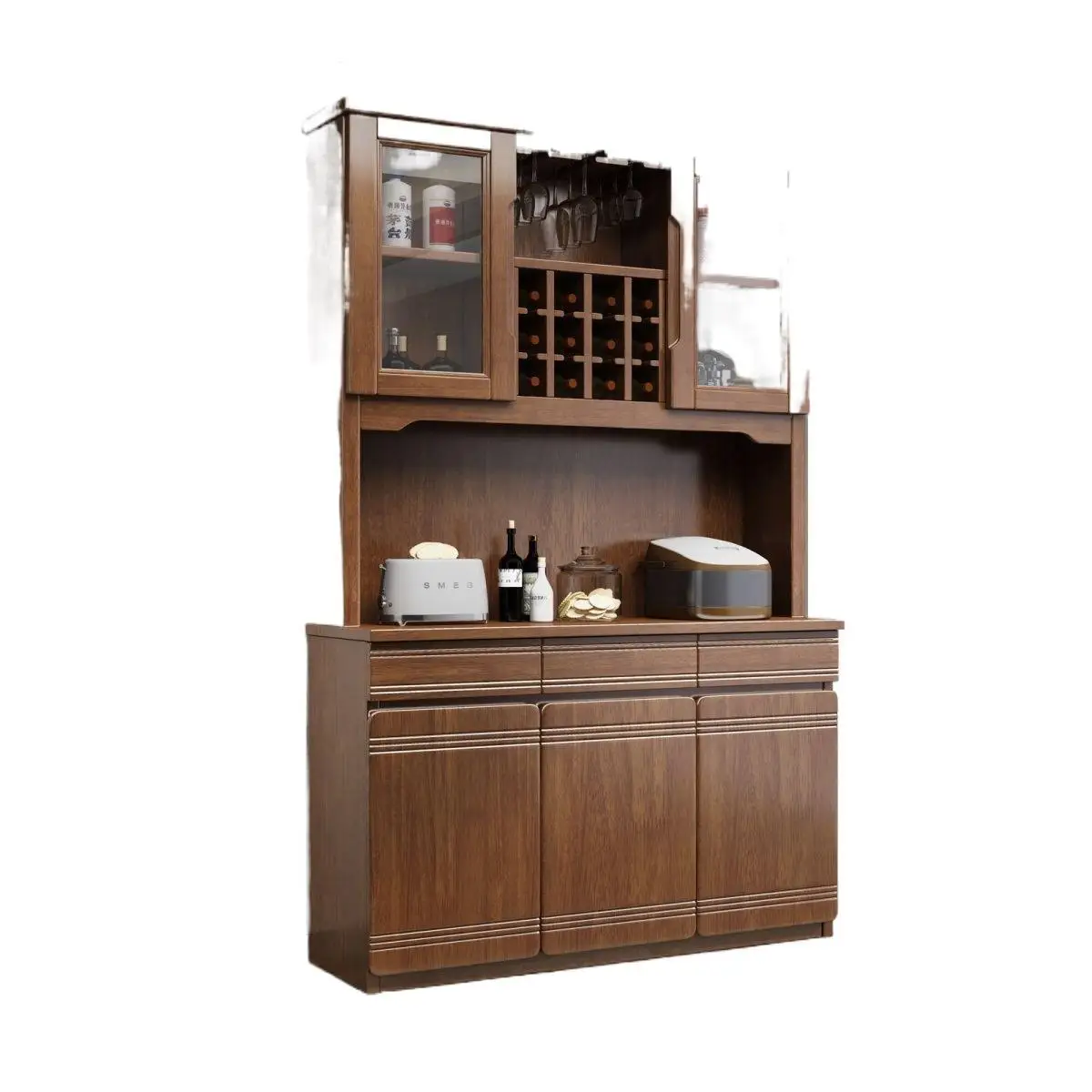 

Solid wood wine cabinet luxury cabinet dining room tea multi-functional out kitchen storage dining room real