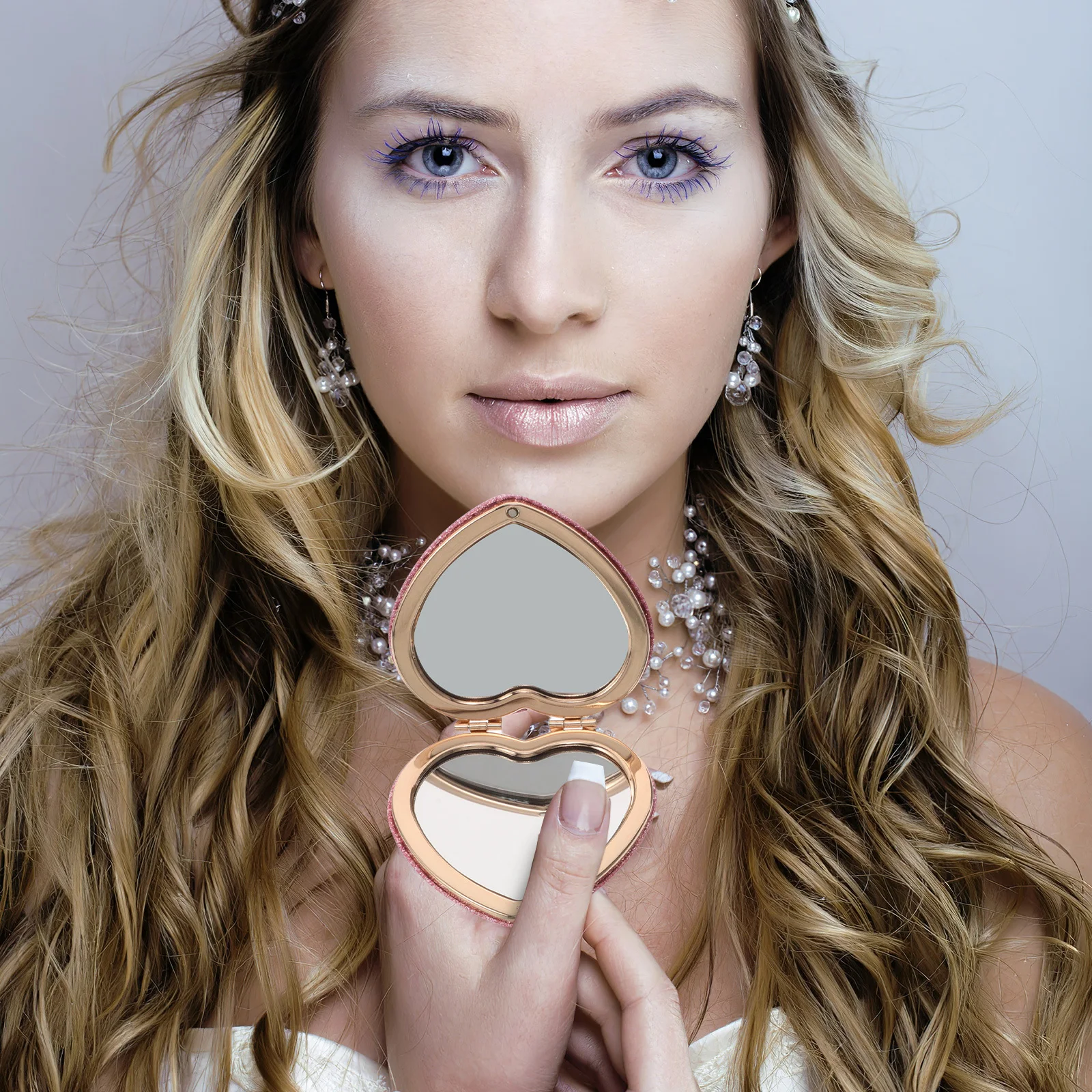 

2Pcs Makeup Shaped Portable Folding Small Travel Mirror Handheld Cute Compact Clear Reflection