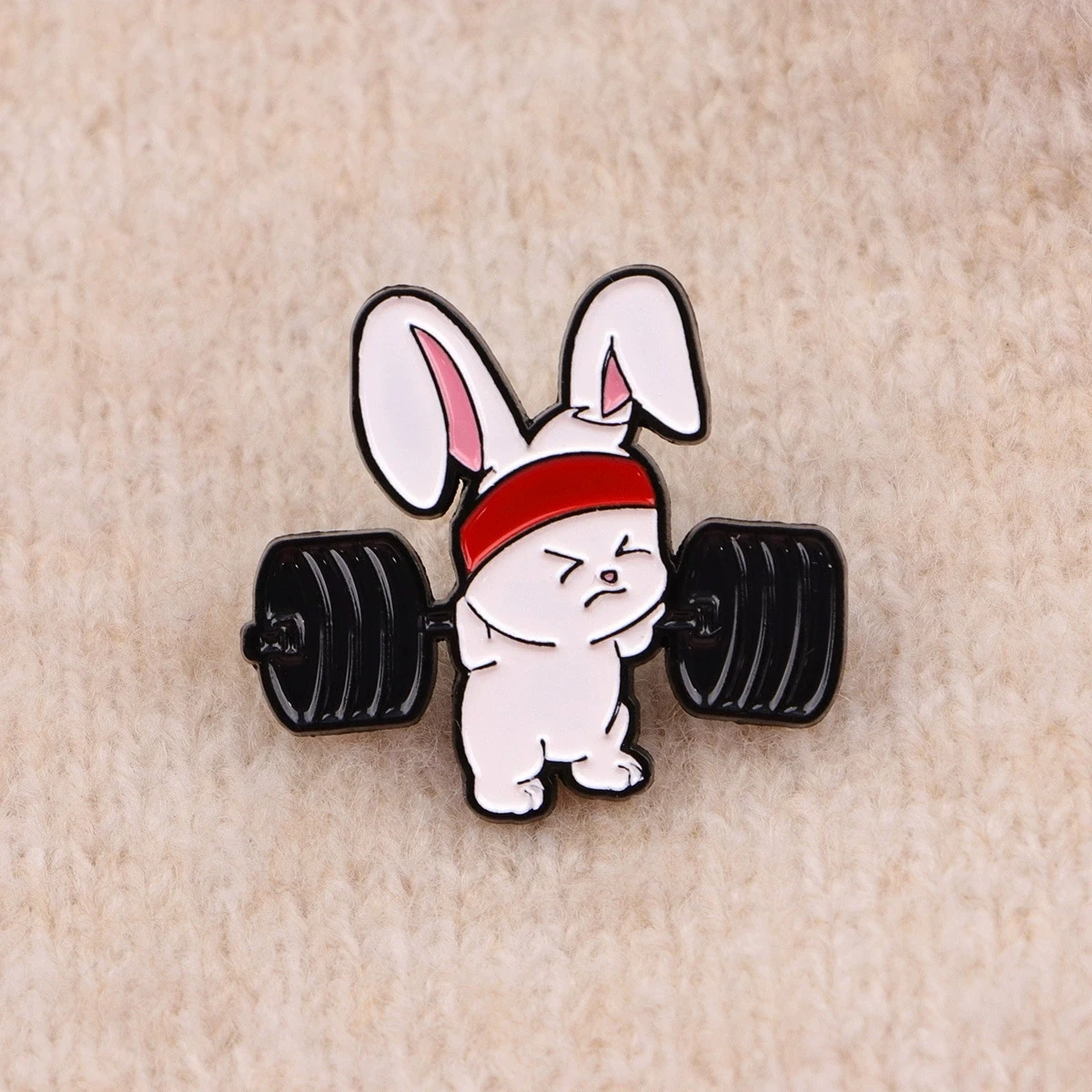 Cute Rabbit Enamel Pin Fitness Brooch Pines Lapel Pins Badge on Backpack Clothing Accessories Animal Jewelry Friends Gifts