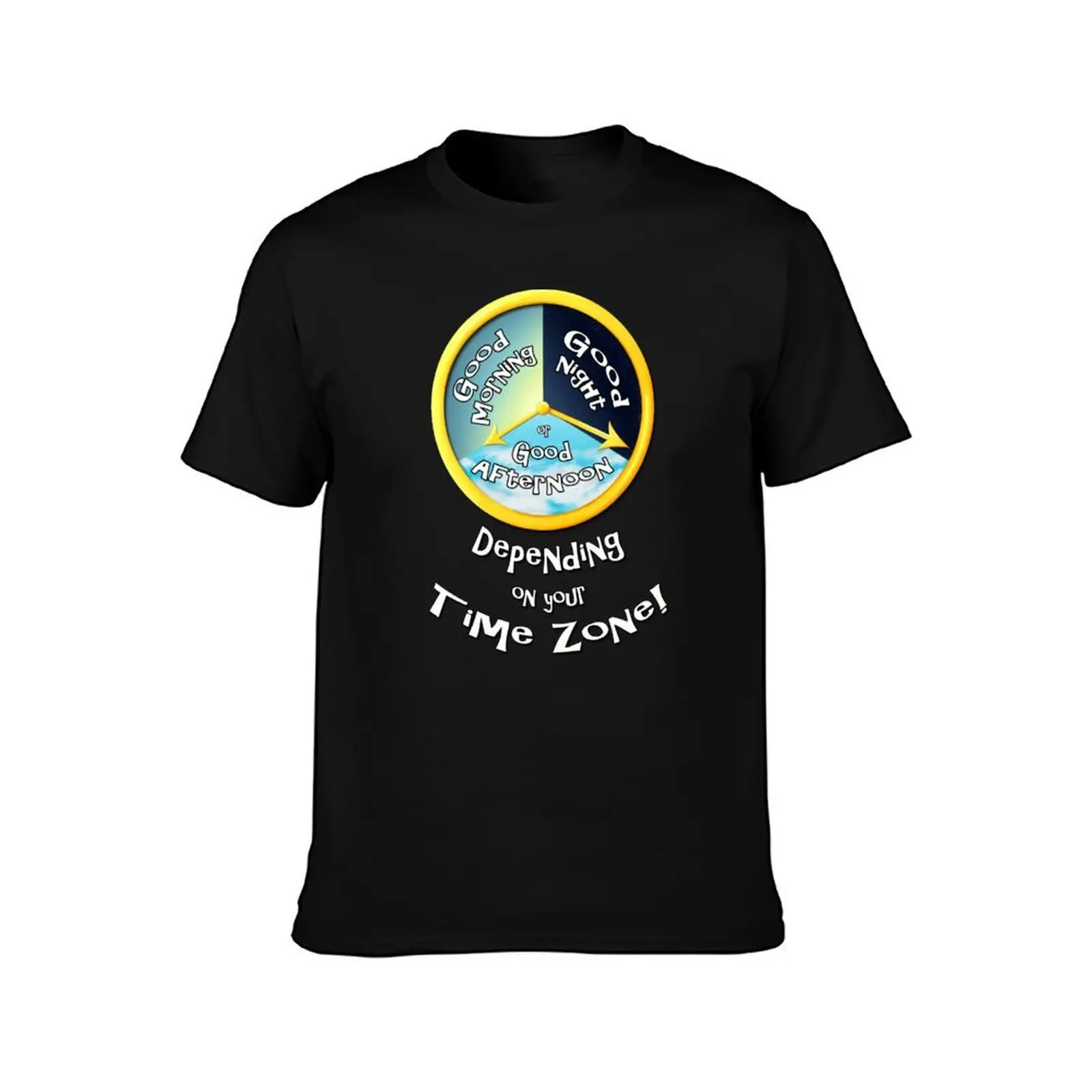 Depending on your Time Zone! T-Shirt, Summer Casual Cotton Tee, Oversized Streetwear Tops, Vintage Graphic Print, 100% Cotton