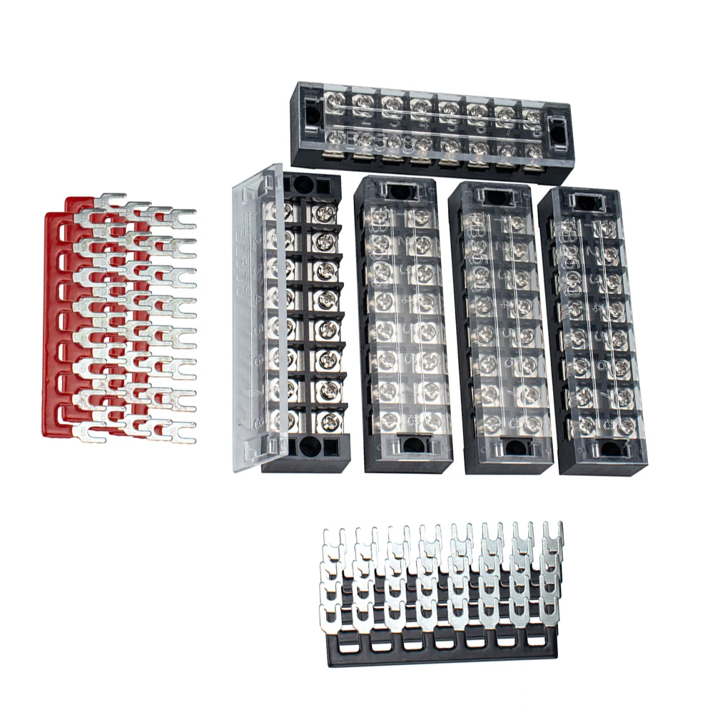 

5 Sets 8 Positions Double Connector Terminal Strip Barrier Screw Insulated Wiring Safety
