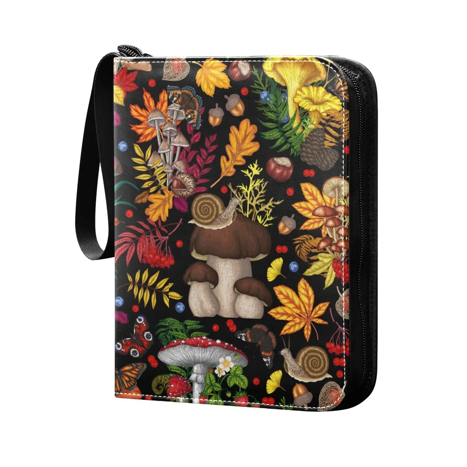 Halloween Pumpkins Mushroom 4-pocket kaartbinder, 400 dubbelzijdige zakalbum sportspelkaarten, unieke opslag voor kaartcollectie