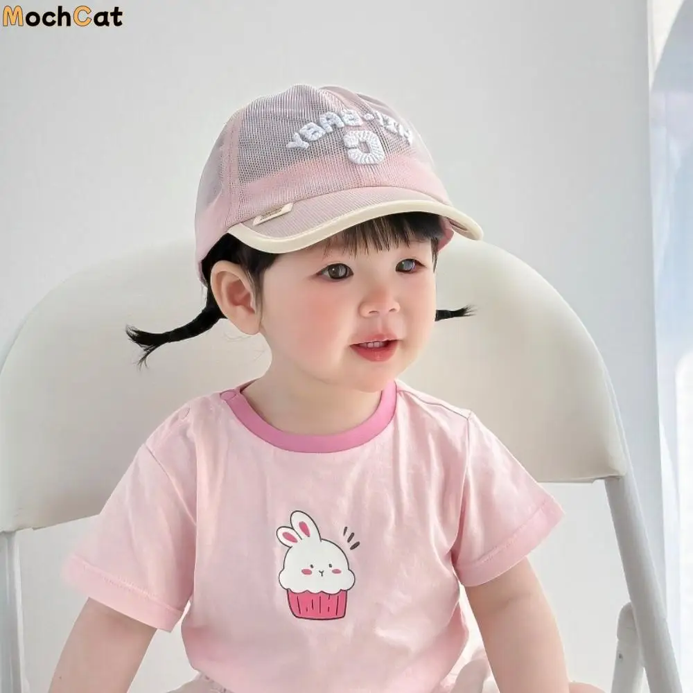 

Simple Korean Baby Baseball Cap Summer Embroidered Children Peaked Hat Letter C Mesh Sports Visot Cap Boys Girls