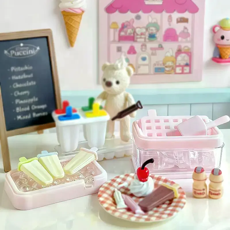 1 Juego de Mini caja de Fabricación de hielo, caja de almacenamiento de hielo modelo 1/6, casa de muñecas en miniatura, decoración de juegos de comida, accesorios para muñecas, Juguetes