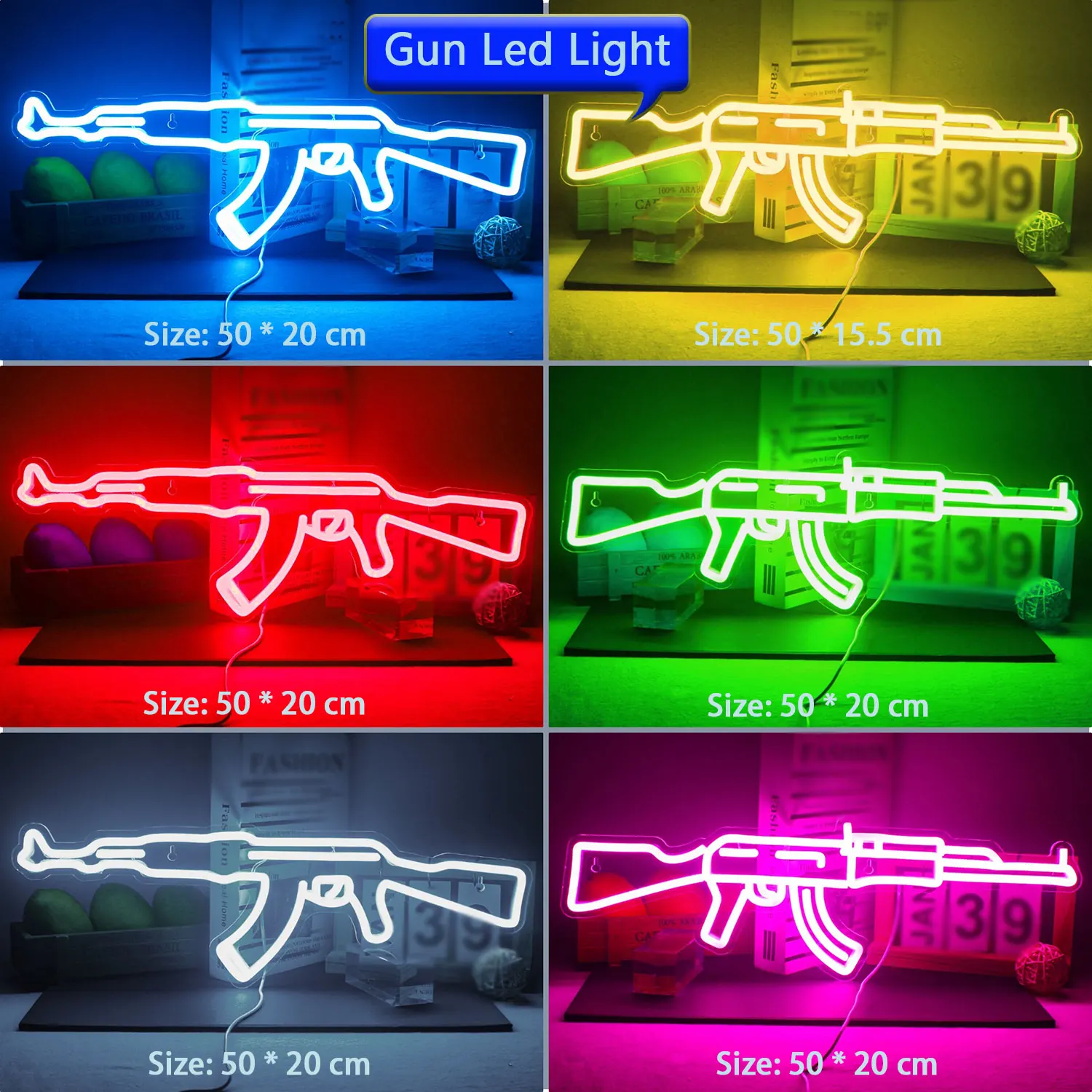

Неоновая вывеска AK-47: Светодиодный светильник в форме пистолета для игровых комнат, клубов, мужских уголков. Стильный настенный светильник в стиле киберпанк.