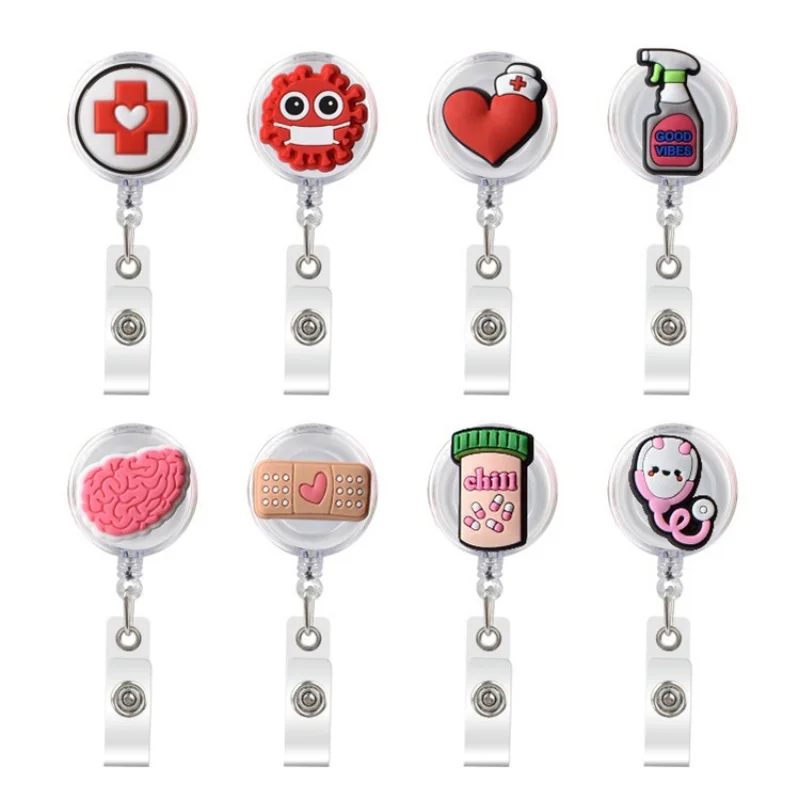 1pc Retractable Keychain Badge Reels Lanyards Id Name Badge Holder Key Retractable Hospital Nurse Accessories for Boys and Girls