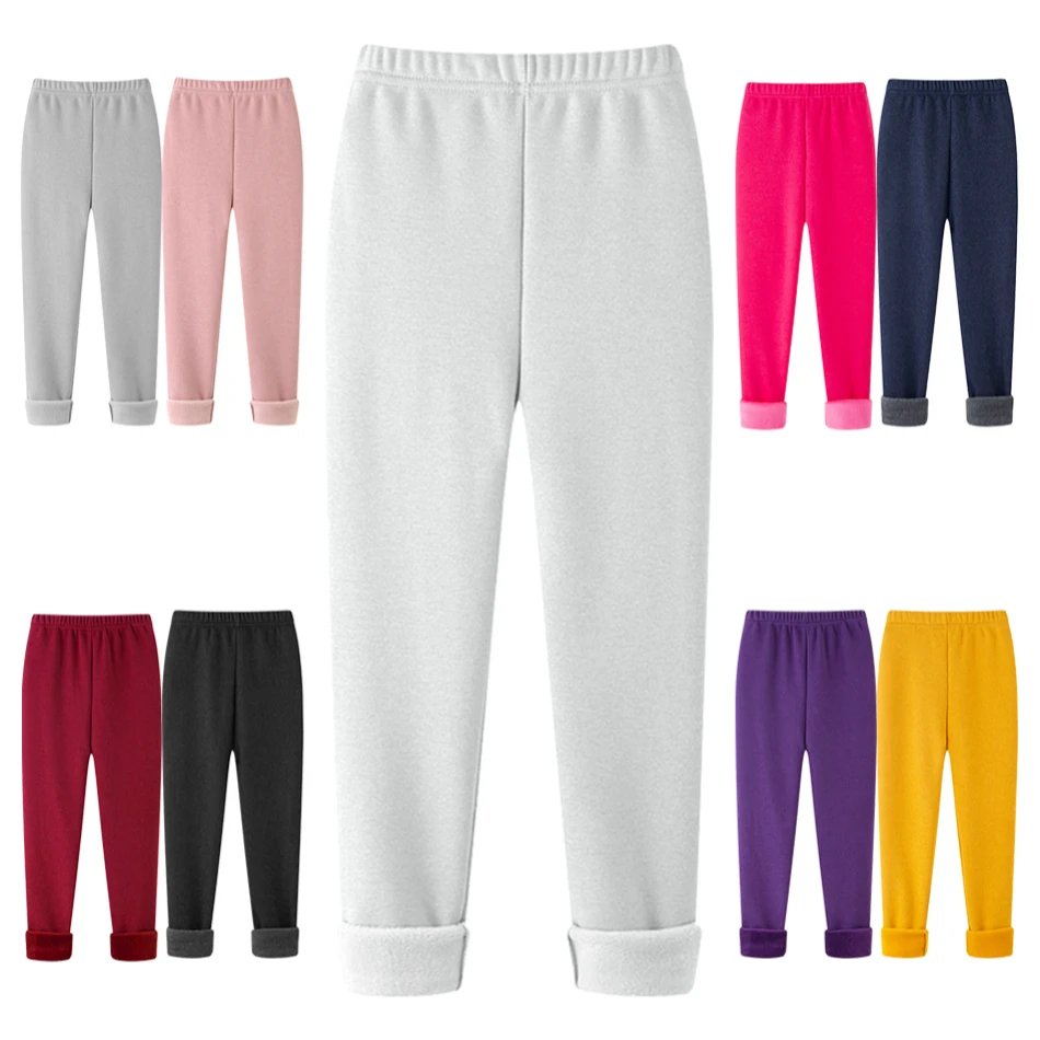 

Teens Plush Capris Winter New Fashion Kids Fleece Leggings Autumn Baby Girl Mid Waist Elastic Pants Boys Slim Fit Trousers 3-12Y