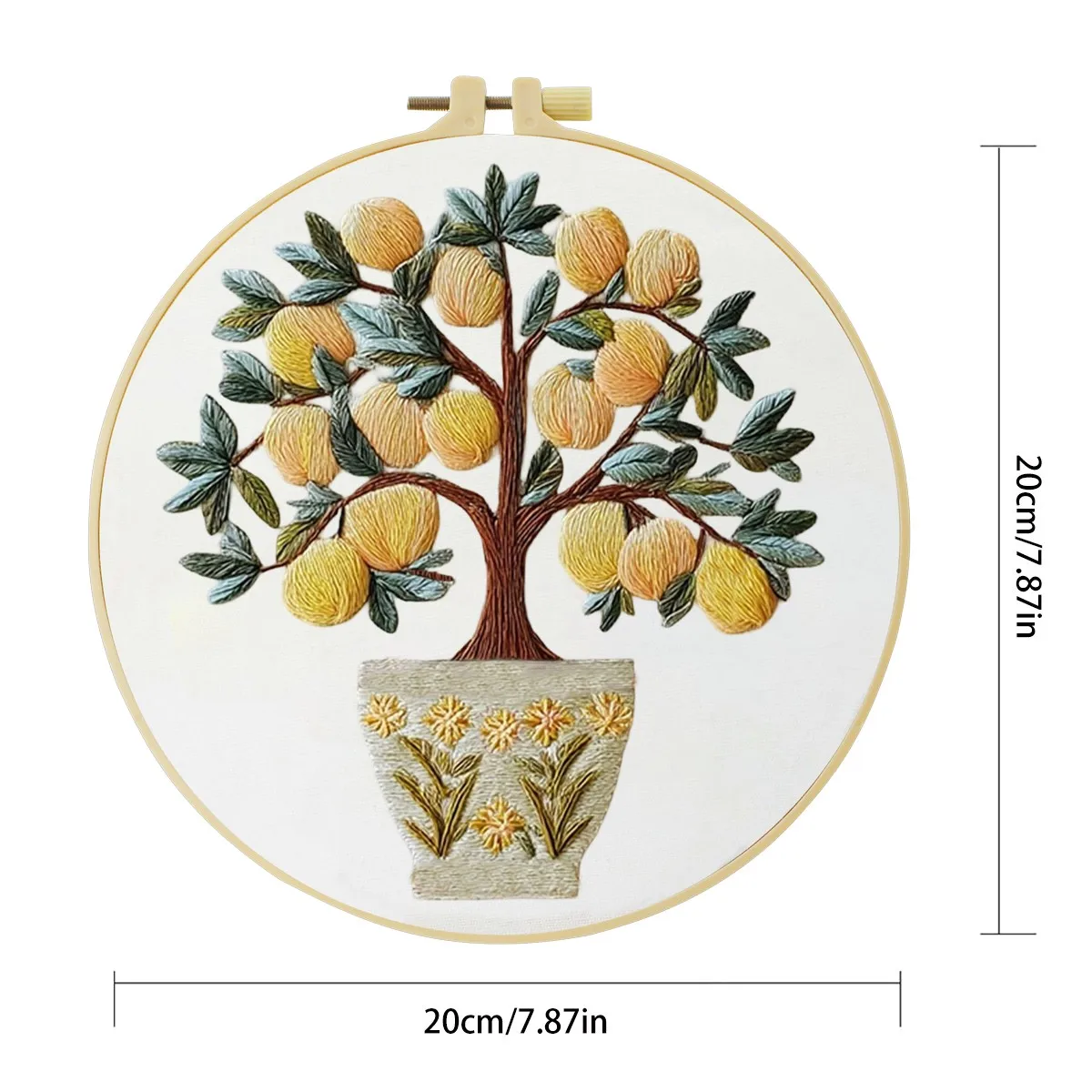 1 Stück 20X20CM/15X15CM 7,87/6,3 Zoll Obstbäume Stickerei Starter-Kit DIY-Kit DIY-Stickerei-Set für Anfänger – Detail 5