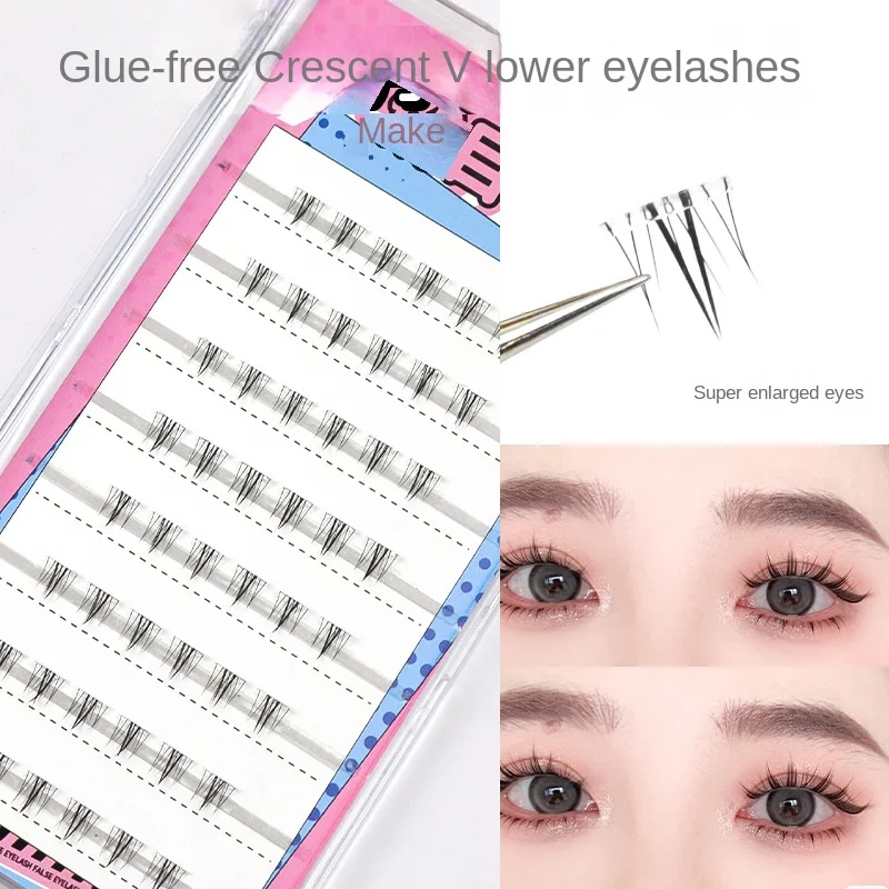 

Self-Adhesive V-Shaped Lower Lashes Clear Stem Fairy Fake Eyelashes Makeup Single Cluster Natural Eyelash Extension Supplies