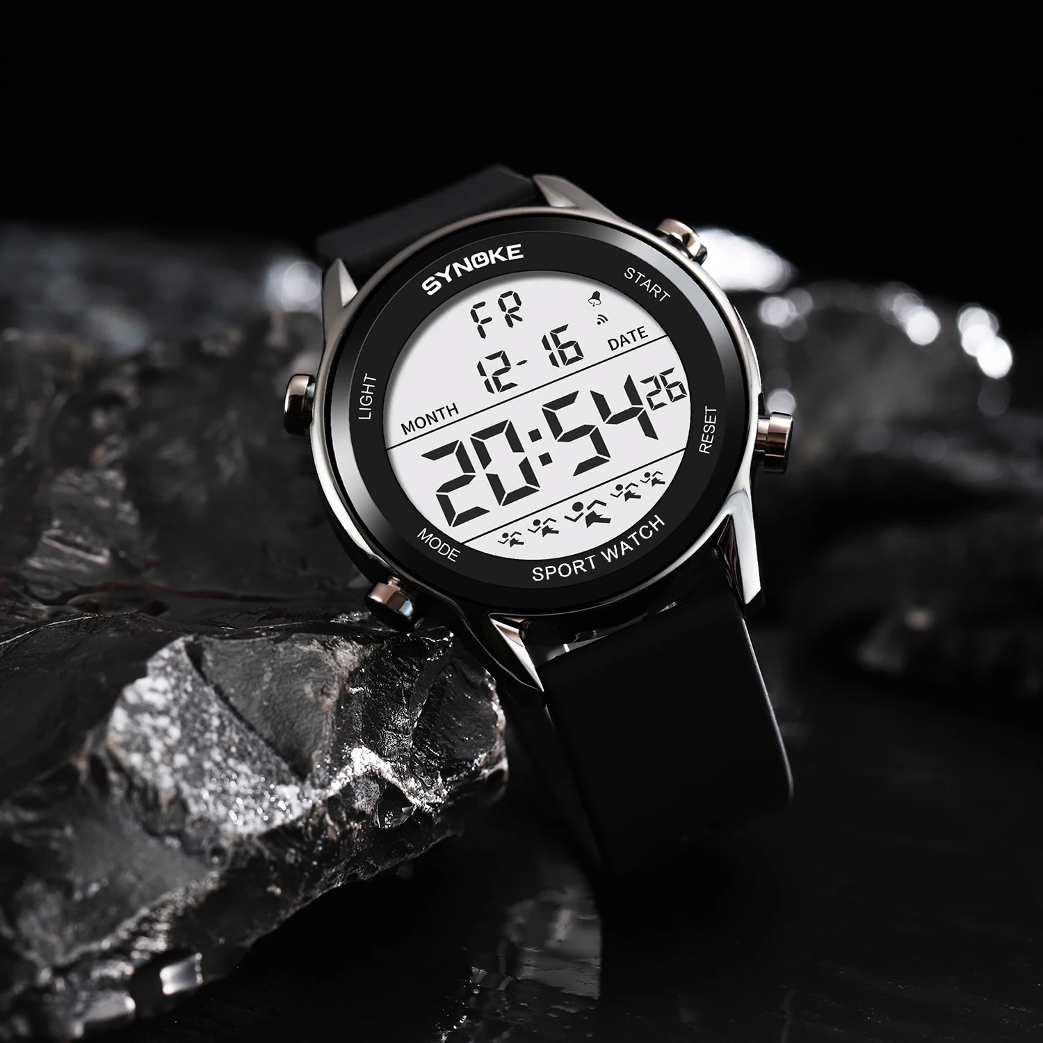 SYNOKE-reloj Digital 9825A para hombre, resistente al agua, con correa de silicona, pantalla grande, actualización de relojes grandes