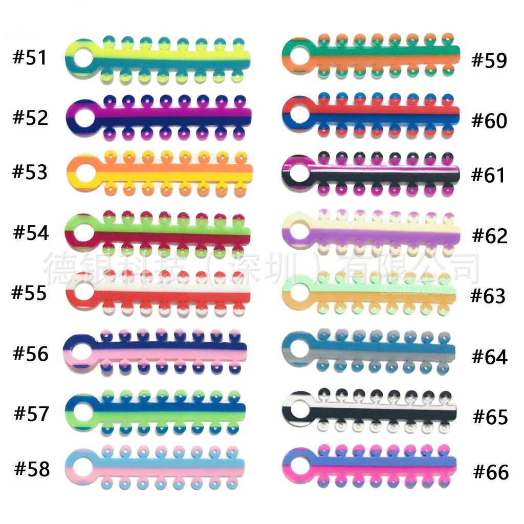 100 orthodontic ligation rings, two-color color matching dental ligation rings, dental brackets orthodontic rubber rings