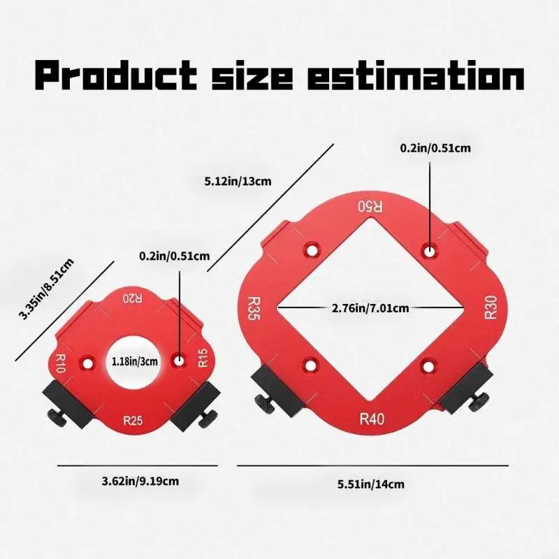 RADIUS JIGS 라우터 템플릿, 목공 반원 위치 알루미늄 코너 반경 Quick-Jigs Router Bit Templates M68E