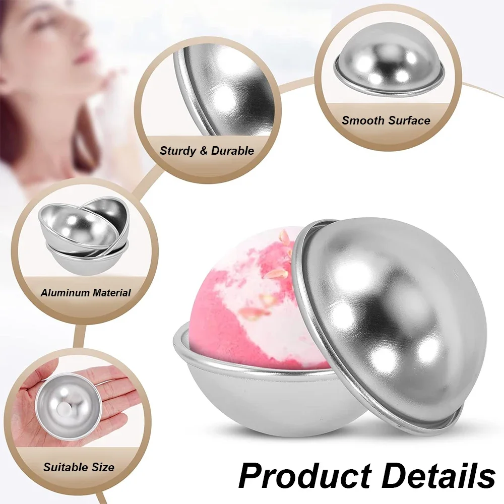 4PCS/Set Semicircle Sphere Bath Bomb Molds Aluminum Alloy Ball Sphere Cake Baking Mold for DIY Making Supplies Pastry Mould