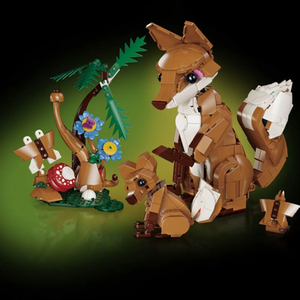 1038PCS 3-in-1 Animal Building Blocks Set DIY Creative Construction Toy With Cat Kangaroo Fox Model Kit Educational STEM Gift view 3