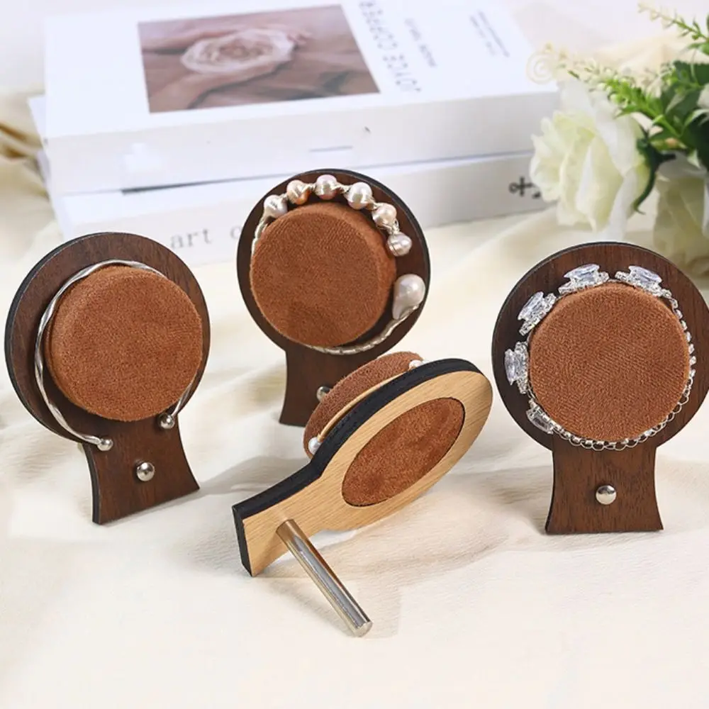موضة الجوز الخشب سوار صينية قلادة حقيبة للتخزين مجوهرات عرض موقف المنظم الحلي حامل مجوهرات اليد هدية #2
