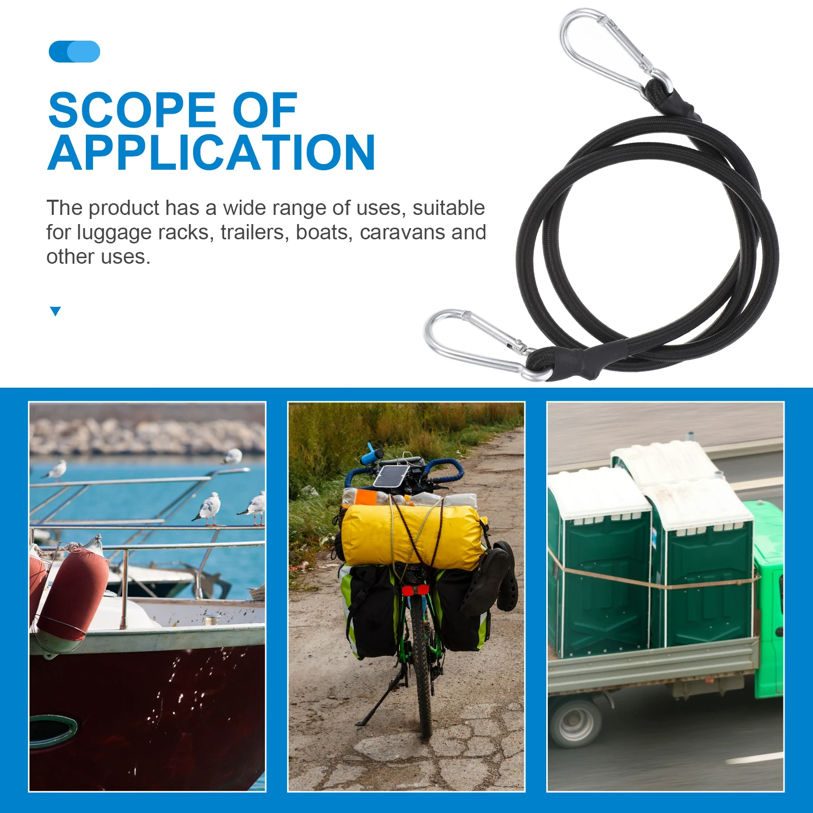 

6 Pcs Binding Rope Bungee Straps with Hook Bungees Cords Motorcycle Tie down Elastic Band Black Ties