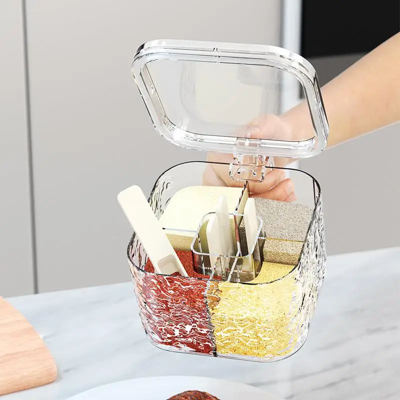 

Luxury Home Use Kitchen Seasoning Set Y3816 Integrated Box Multi Grid Storage Pepper Monosodium Glutamate Storage Container