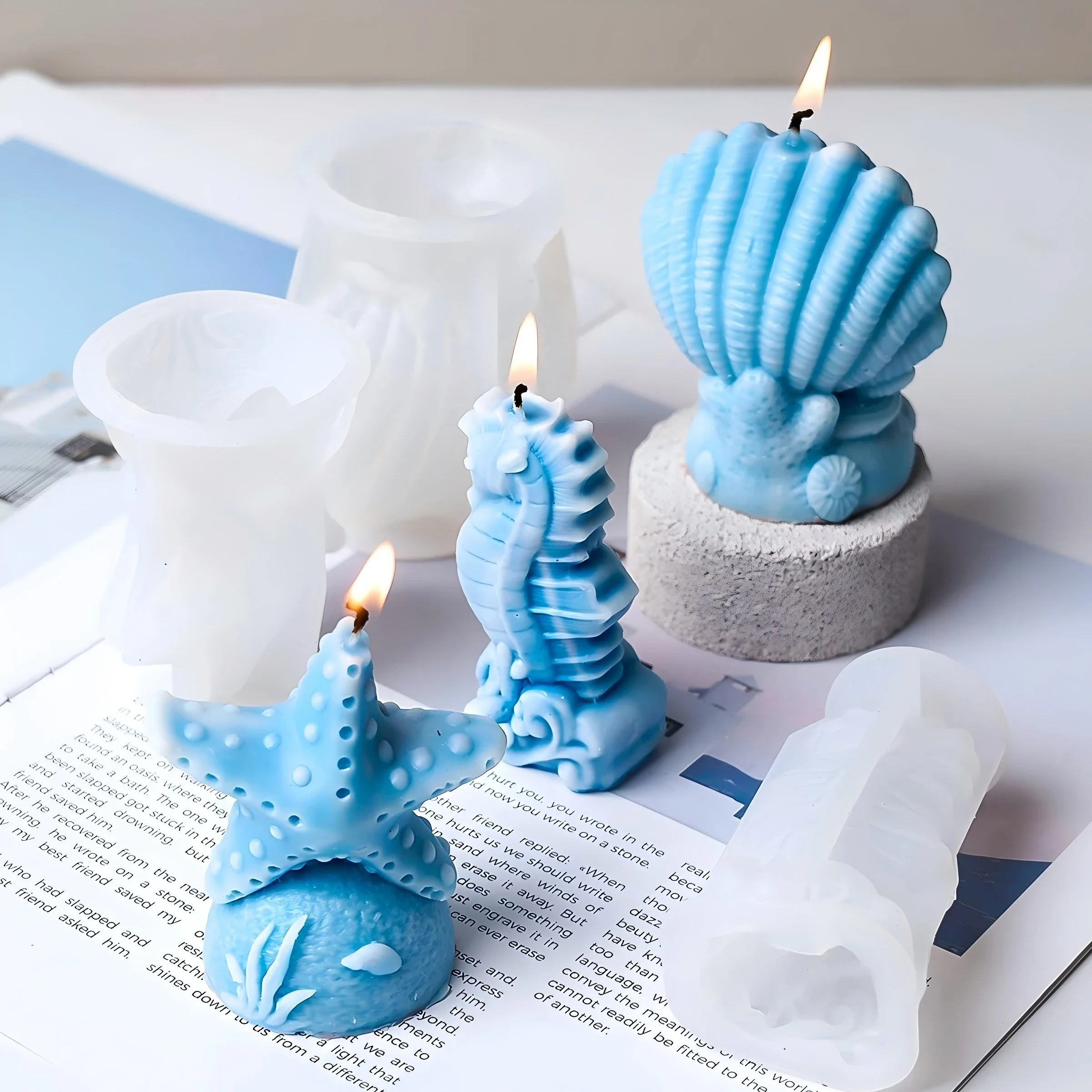 Sea Horse Silicone Molds Starfish Shell Ocean Series Candle Mold Handmade Soap Plaster Resin Craft Casting Mould Home Decor