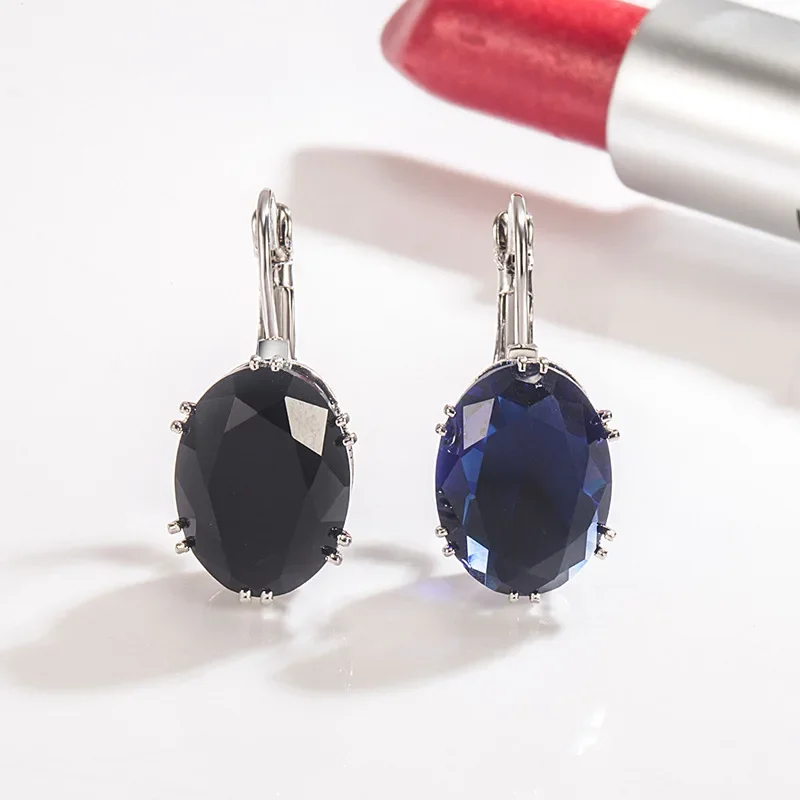 

Solid 925 Silver Blue Sapphire Drop Earring for Women Aros Mujer Oreja Silver 925 Jewelry Orecchini Geometric Topaz Earrings