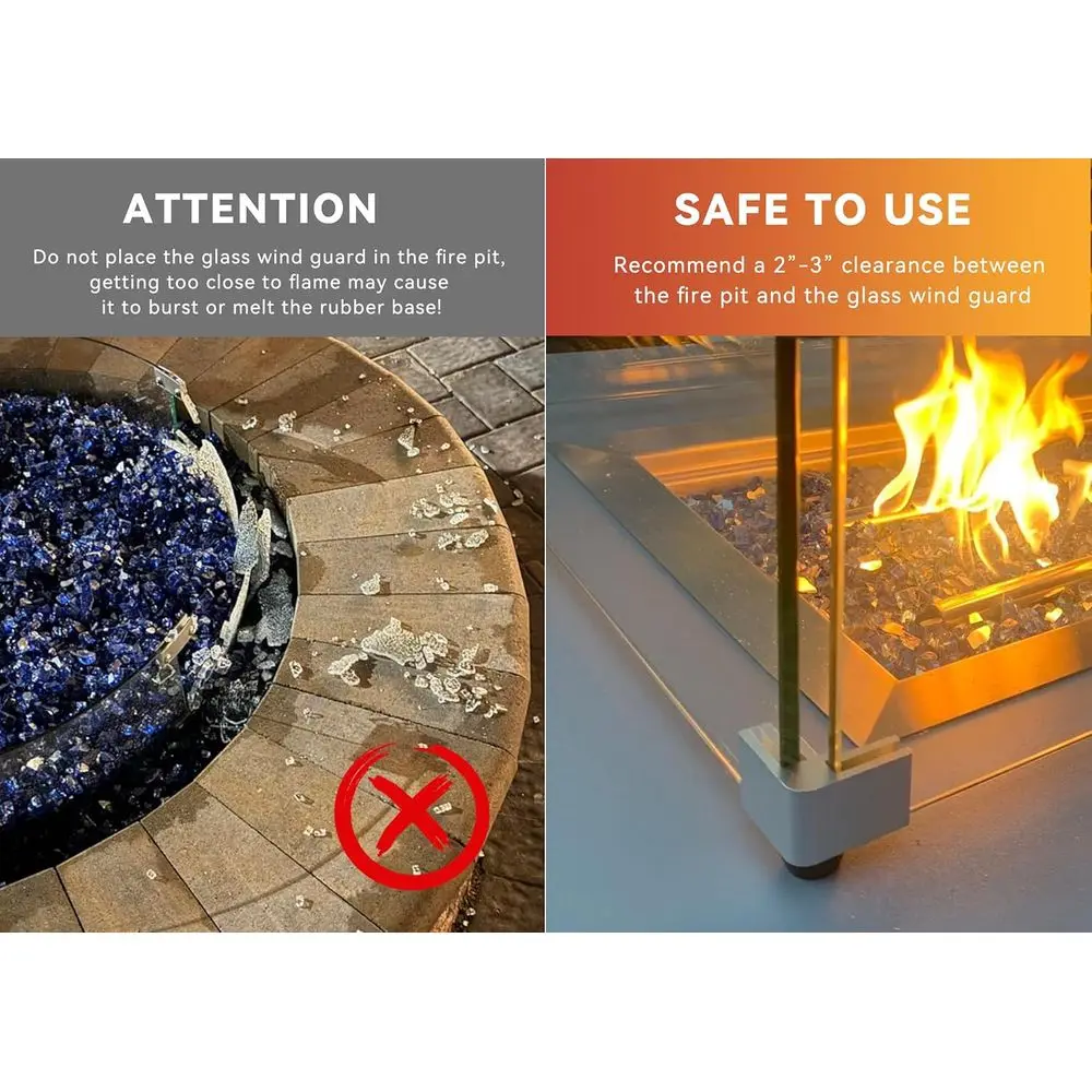 Substituição exterior retangular do protetor de vento do vidro do poço de fogo de 36x16 polegadas