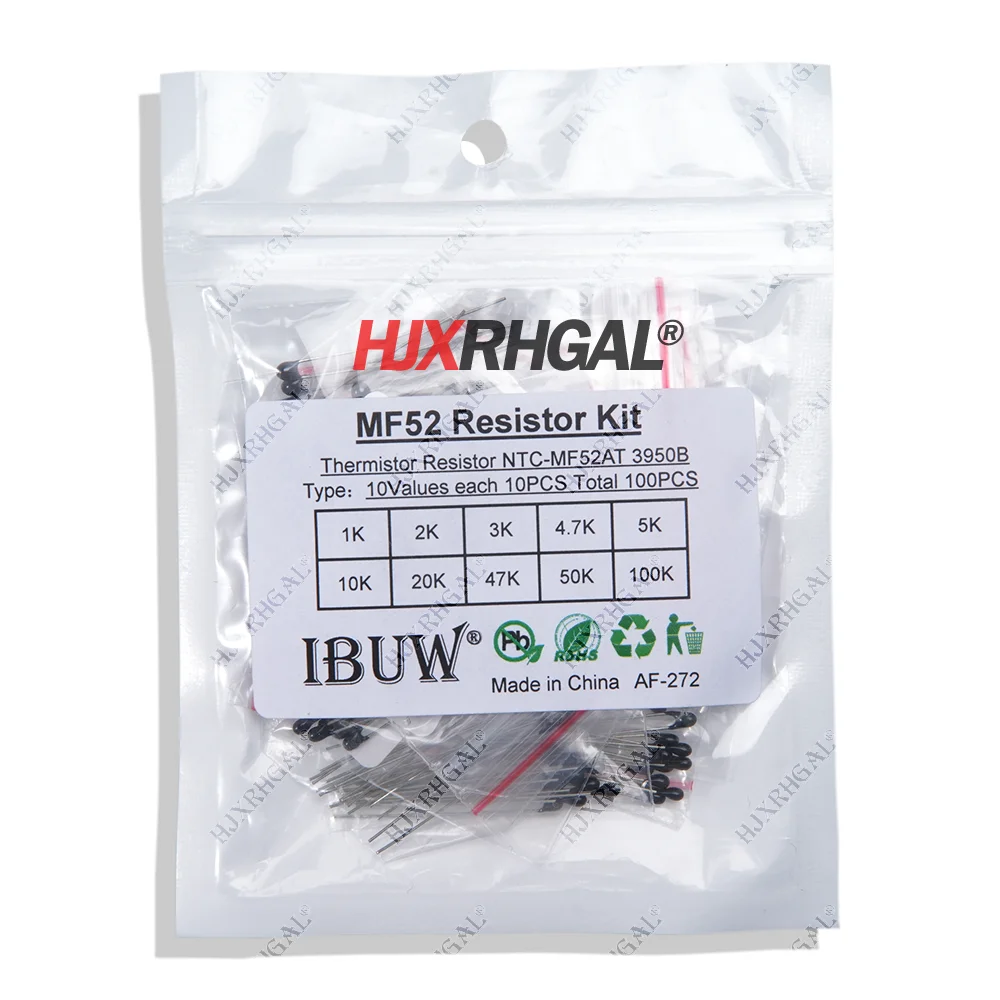 

Комплект резисторов для термистора NTC 100 шт. = 10 значений * 10 шт., фотоэлемент 1K 2K 3K 4,7 K 5K 10K 20K 47K 50K 100K +-5% 3950B