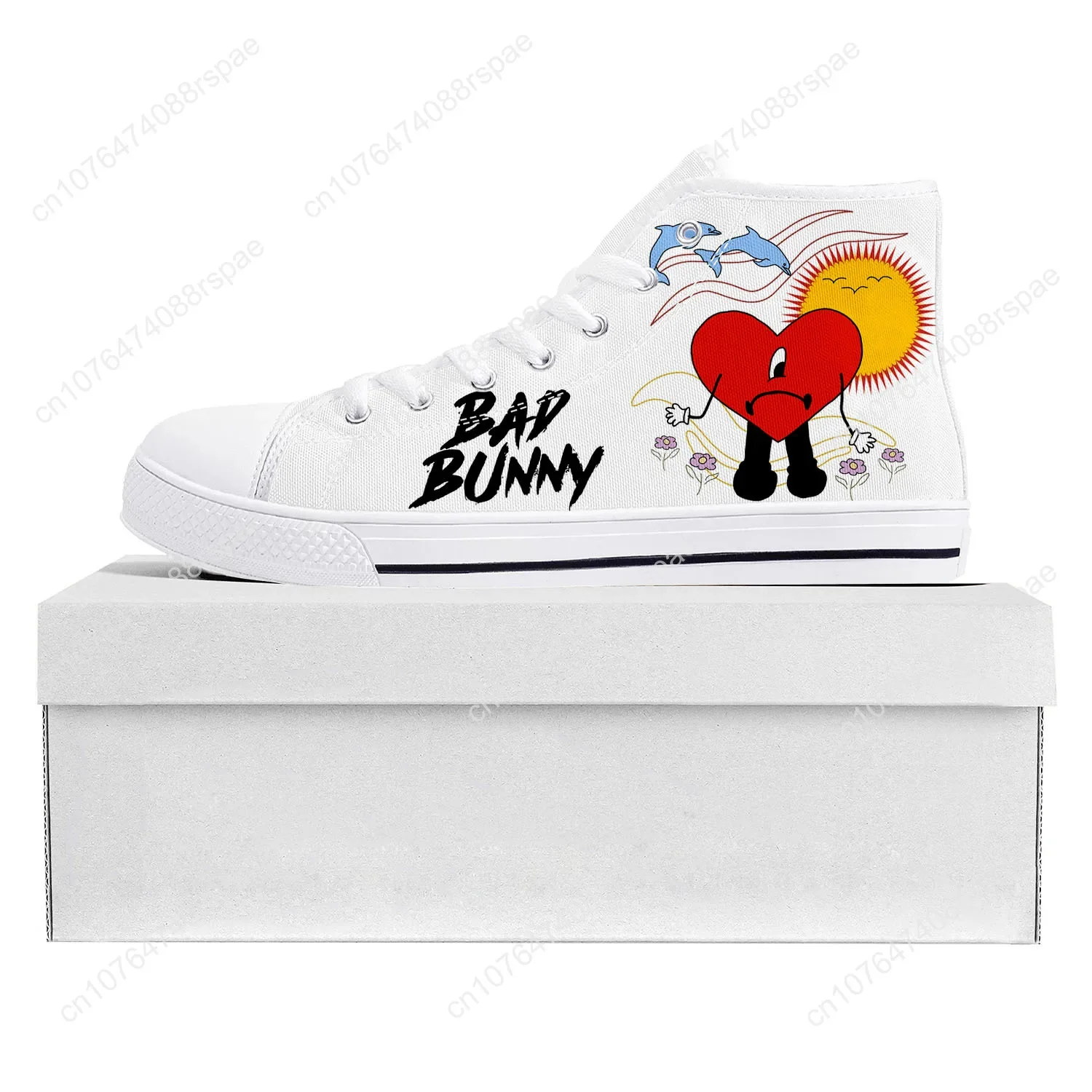 Bad Bunny-Baskets montantes en toile pour hommes et femmes, chaussures de couple, chaussures de haute qualité, adolescents, Benito, Antonio, Martínez, Ocasio, rencontre