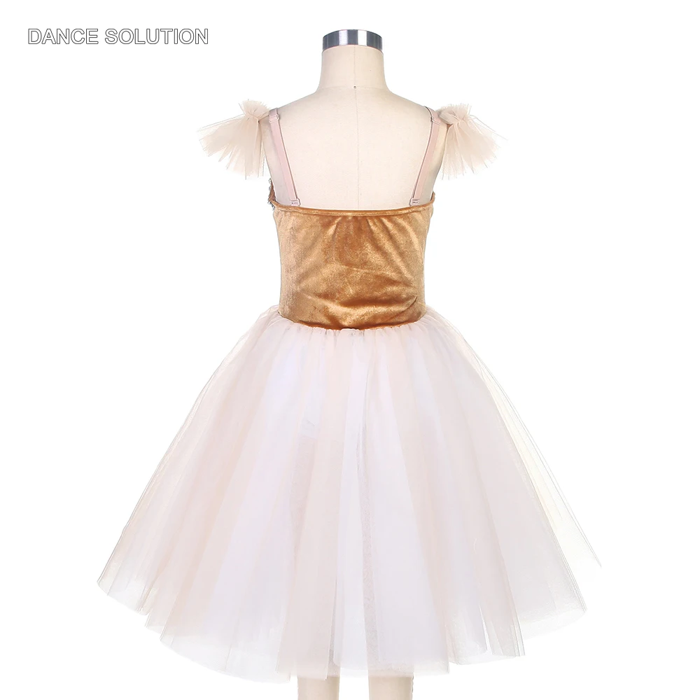 Adult and Child Professional Ballet Costumes Light Brown Strectch Velvet Bodice with Tulle Skirt Performance Dancewear 22107