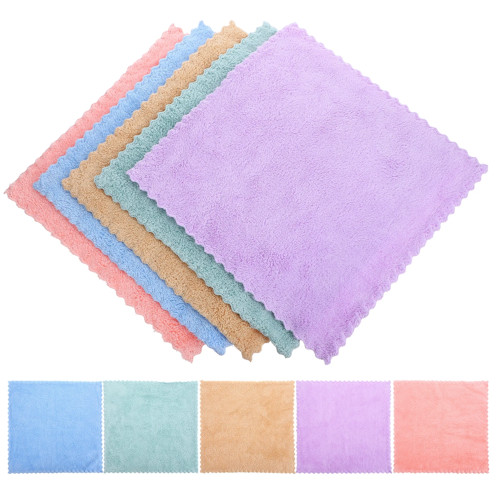 

10 Pcs Coral Fleece Towels 30x30cm Soft Face Wash Cloths Kids Bathroom Square H Small Absorbent Bathrobe Home Textile