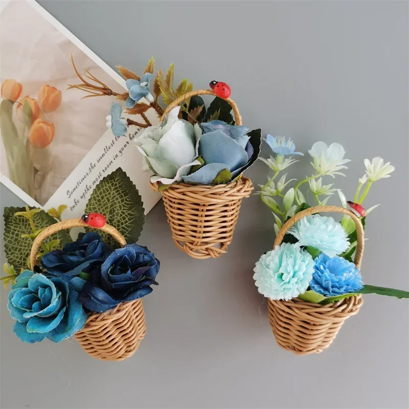 Garden Basket Decoration Fridge Magnet Fruit Hamper Flower Basket Kitchen Decorate Magnetic Sticker Home Decor