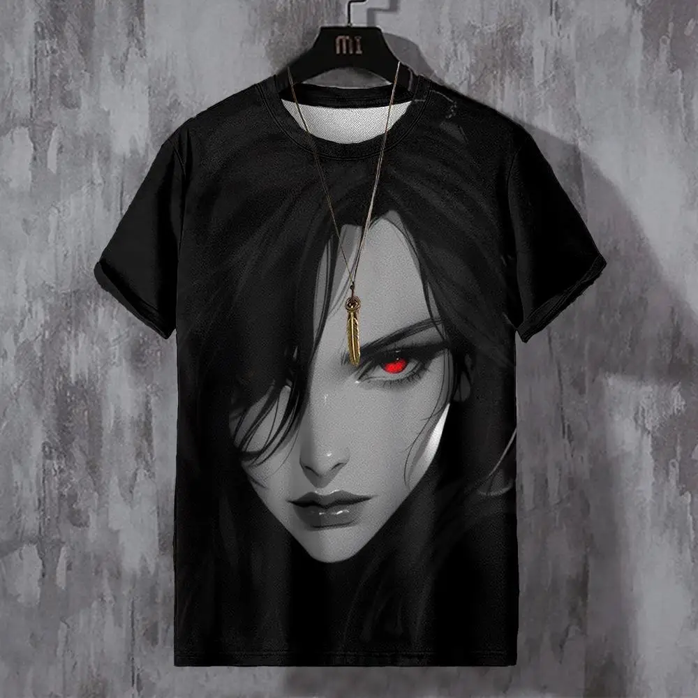 Japanese T-Shirt For Men Cartoon Sexy Girl Graphic T Shirts Short Sleeve Printing Tees Outdoor Oversized Men's Clothing Tops Tee