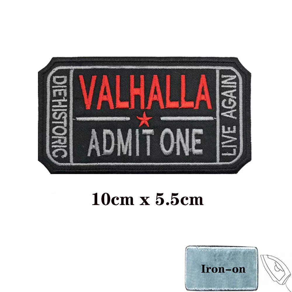 Tactical Ticket to Valhalla Badge Military Vikings Fabric Embroidered Patch Fabric Max Armband Mad Stripe