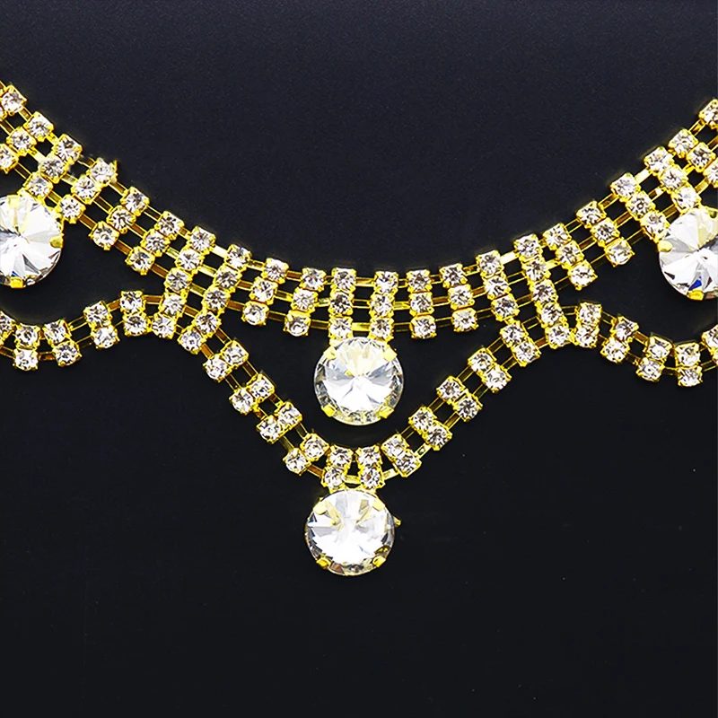 

CUIER 1 Yard Glass Sparkly Rhinestone Trim Crystal Chain Hand DIY Clothing Shoes Dress for Home Bags Shoes Decor Parts