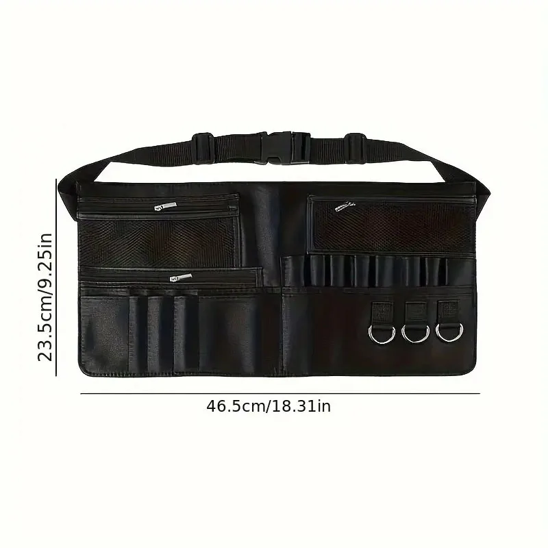 メイクブラシ収納袋プロフェッショナルブラックアーティストメイクブラシウエストバッグマルチポケットエプロンポーチ調節可能なベルトストラップ付き