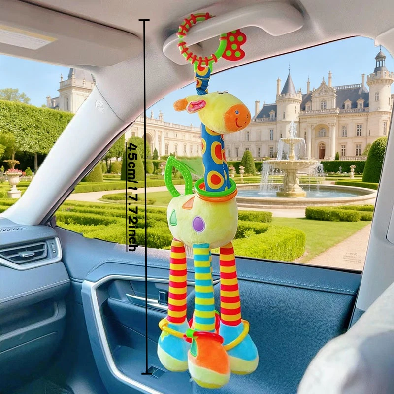 Pingente de chocalho para carrinho de bebê, pingente de cama de bebê, sino de cama, brinquedo de carro de girafa de desenho animado, gadget de caminhada para bebê