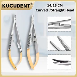 1 PC Dental Castroviejo Needle Holder 14/16cm - Straight/Curved Head for Orthodontic Implant Surgery & Suturing Procedures