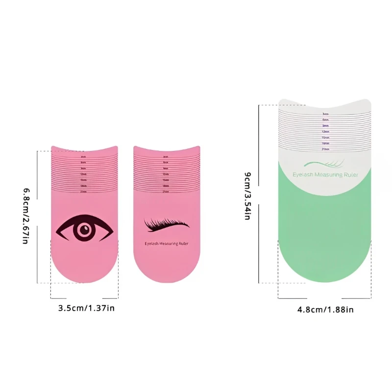 ポータブルまつげ長さ測定定規、まつげを測定するための眉毛鉛筆定規、柔らかいプラスチック定規、美容ツール、5個