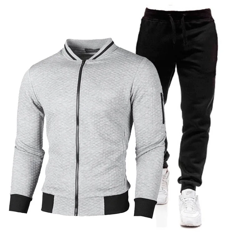 Herren Gesteppte Bomberjacke Trainingsanzug Herbst Winter Reißverschluss-Cardigan Sweatshirt Jogginghose Zweiteiliges Casual Sportbekleidungs-Set – Detail 22
