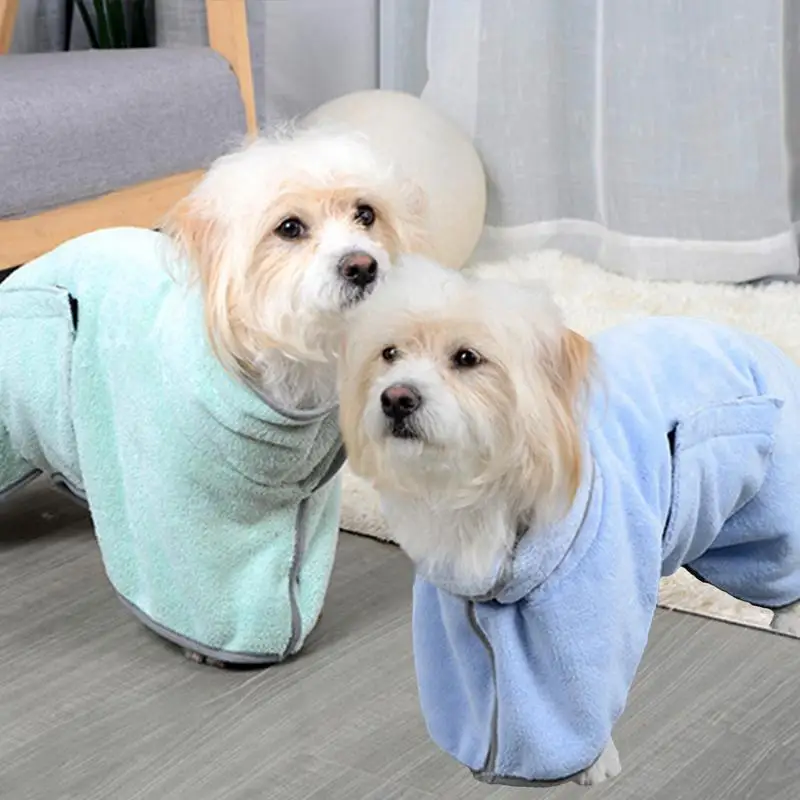 Dog Bath Towel Super Absorbent Ultra Soft Dog Drying Robe Adjustable Lightweight Quick Drying P-et T-owel Dog Robes Supplies