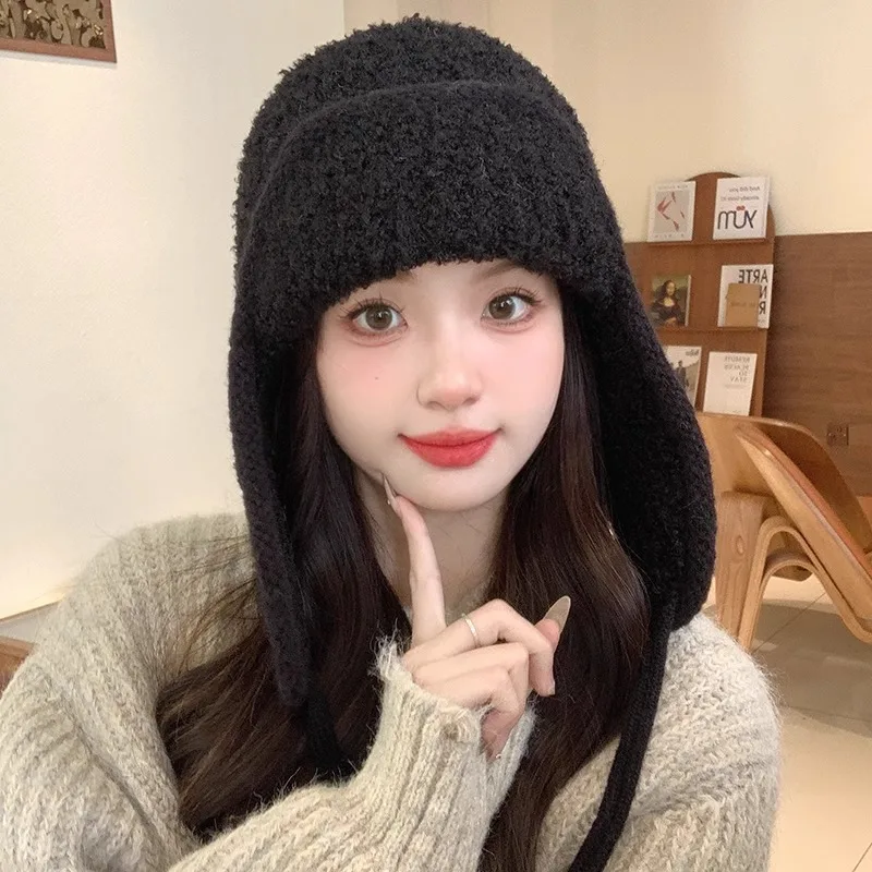 

Fashion Teddy Fleece Winter Hat Warm Thickened Bonnet Caps Ear Protection Windproof Lei Feng Hat Women