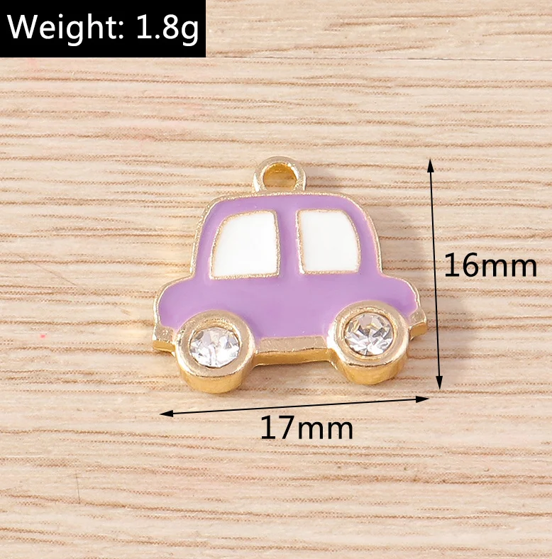 10Pcs 16x17mm Cute Enamel Car Charms Pendants Mixed Colors for DIY Bracelet Necklace Earring Jewelry Making Craft Supplies