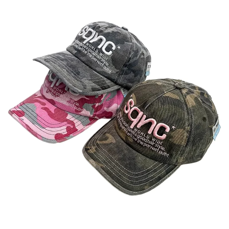 

New Parent- Child Army Style CAMO Letter Embroidery Baseball Hats Breathable Hip Hop Sunshade Peaked Caps for Women Men