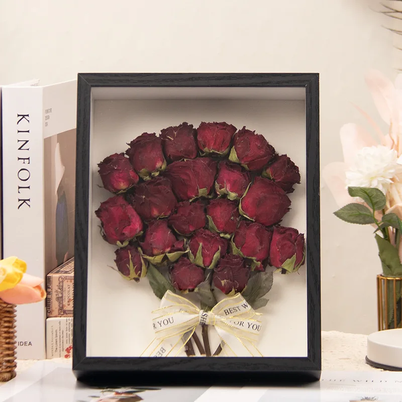GH Finished red rose dried flower photo frame for girls' birthday senior Valentine's Day Mother's Day gifts