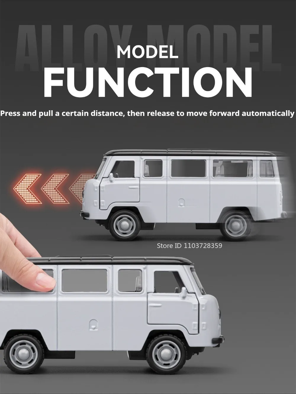 1:36 Modellauto UAZ Traveler Miniaturfahrzeuge aus Legierung mit Rückziehfunktion, Öffnenden Türen und Simuliertem Interieur, Lehrreiche Fahrzeugmodelle – Detail 5