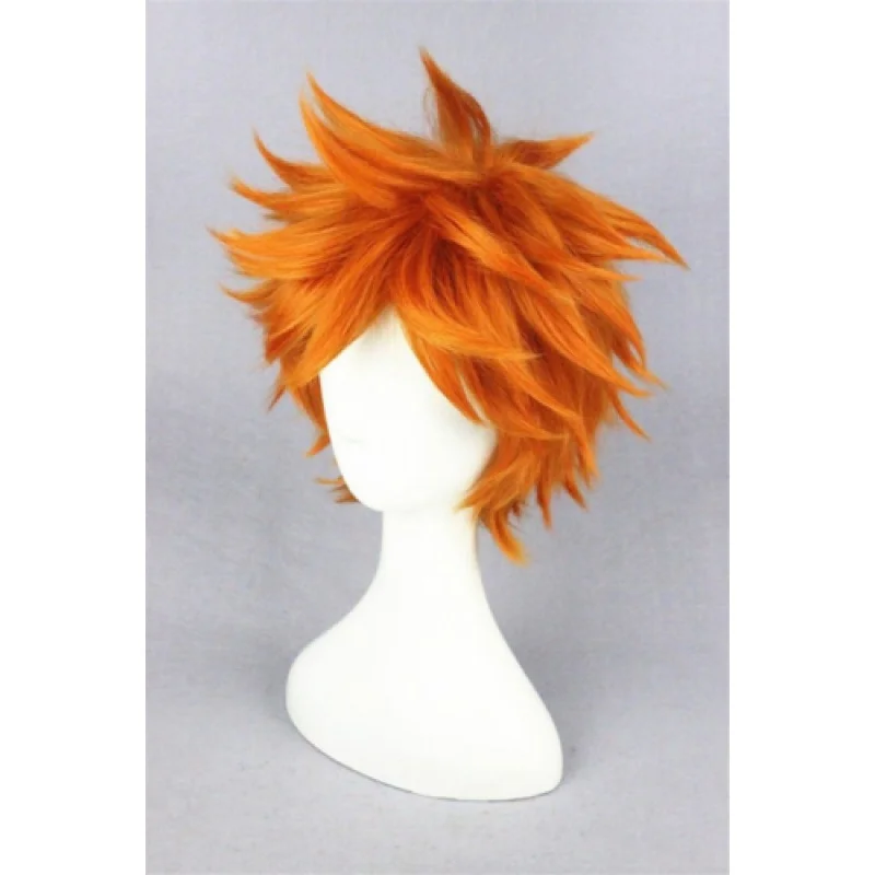 Peruca reta de cabelo curto masculino e feminino, perucas de anime completo, laranja, festa cosplay, novo