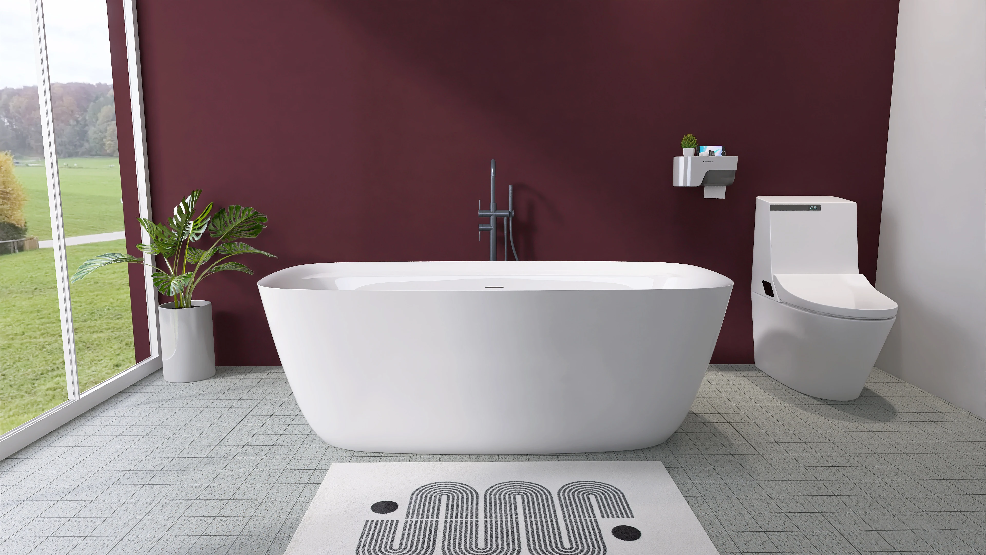 Ajustável Autoportante Acrílico Free Standing Tub, Classic Oval Shape Soaking Tub, Integrado Slotted Overflow, 67"