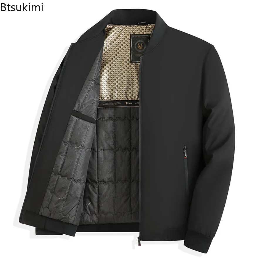 Business Casual Men's Thicken Jackets Fashion Baseball Collar Zipper Middle-Aged Elderly Coats Autumn Winter Warm Padded Jackets