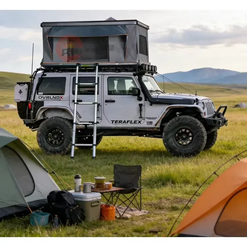 Aluminum Hard Shell Roof Top Tent for 2-3 Person Camping Vehicle Overland Travel Durable Waterproof Auto Rooftop Shelter Hard