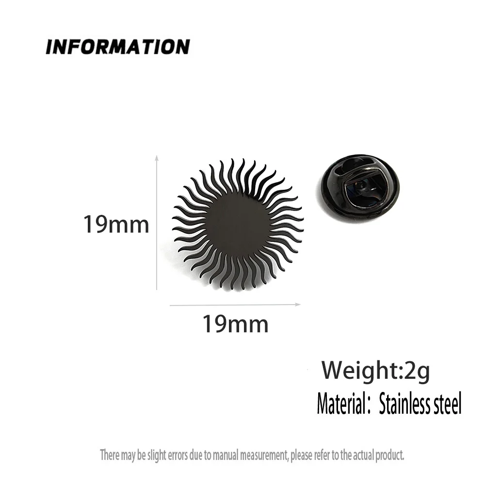 316L stainless steel sunflower gold-plated badge, black suit lapel pin, anti-exposure button for women, brooch for men