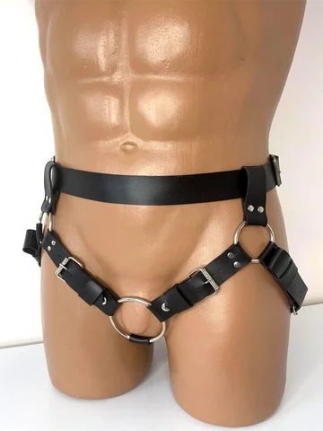 Bondage Leather Harness for Men Adjustable Buckles Heavy Duty Straps Clubwear Fetish Gear Costume Cosplay Black