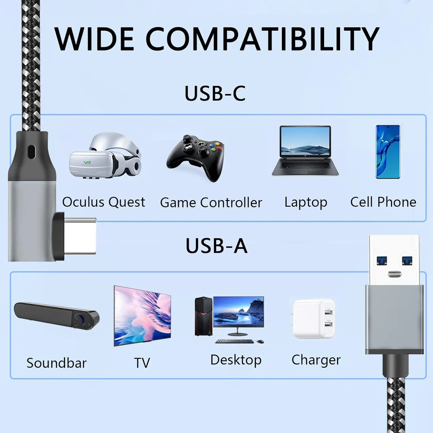 6M 5M 3M For Oculus Quest 2 Link Cable USB3.2 Quick Charge Cables For Meta Quest3 2 VR Data Fast Charges VR Headset Accessories